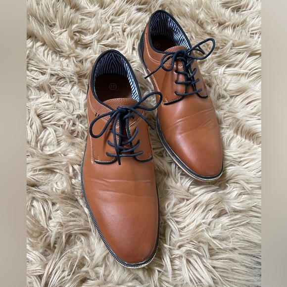 Men’s Brown & Black Two Tone Lace-up Oxford Shoes - Picture 3 of 8